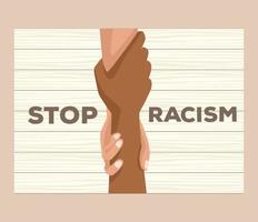 apretón de manos interracial, campaña para detener el racismo vector