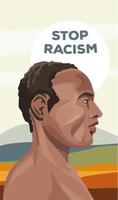 hombre negro de perfil, campaña para detener el racismo vector