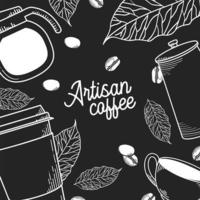 Artisan coffee background vector design