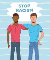 hombres diversos con campaña para detener el racismo. vector