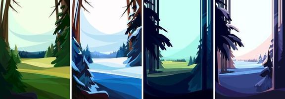 Collection of coniferous forests vector