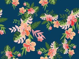 Vintage tropical flower seamless pattern vector