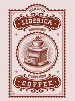 una etiqueta de café vintage, este diseño se puede usar como plantilla para un paquete de café vector