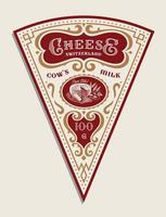 Vector triangular cheese label template in vintage style