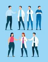 group of healthcare professionals with patients vector