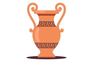 ancient Greek earthen water jug. flat vector illustration isolated on white background.