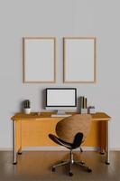 Mock up frames on workspace photo