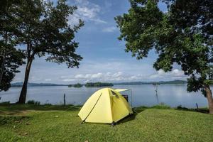 Yellow camping tent photo