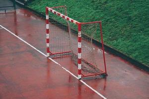 Abandoned old soccer goal photo