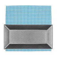 Tray on blue cloth photo