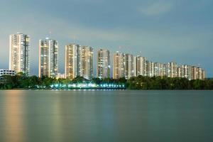 Condo buildings in twilight photo