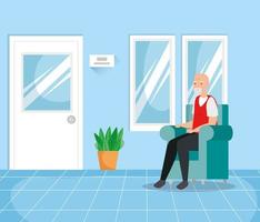 old man in the waiting room vector