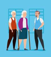 group of old people avatar character vector