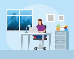 woman working from home vector