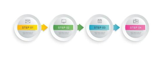 4 circle step infographic with abstract timeline template. Presentation step business modern background. vector