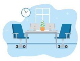 workplace with desk and computer background vector