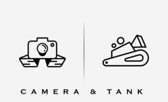 Ilustración de vector de diseño de logotipo de tanque militar de cámara