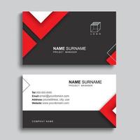 Minimal business card print template design. Black and red color simple clean layout. vector