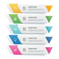 5 data infographics tab paper index template. Vector illustration abstract background. Can be used for workflow layout, business step, banner, web design.