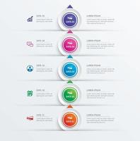 5 circle step infographic with abstract timeline template. Presentation step business modern background. vector