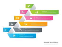 Infographics tab in horizontal paper index with 5 data template. Vector illustration abstract background. Can be used for workflow layout, business step, banner, web design.