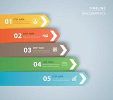 Plantilla de índice de papel de pestaña de infografías de 5 datos. ilustración vectorial resumen de antecedentes. se puede utilizar para el diseño de flujo de trabajo, paso empresarial, banner, diseño web. vector