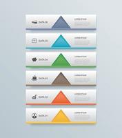 6 data step timeline infographics tab paper index template. Vector illustration abstract background. Can be used for workflow layout, banner, web design.