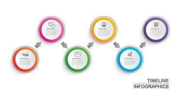 Infographics timeline circle paper with 6 data template. Vector illustration abstract background. Can be used for workflow layout, business step, brochure, flyers, banner, web design.