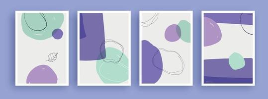 Abstract art painting with pastel colors background. Minimalist geometric elements and hand drawn line. Mid century scandinavian nordic style. vector