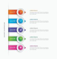 Infografía de 5 pasos de círculo con plantilla de línea de tiempo abstracta. paso de presentación fondo moderno de negocios. vector