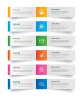 Infographics tab in horizontal paper index with 6 data template. Vector illustration abstract background. Can be used for workflow layout, business step, banner, web design.