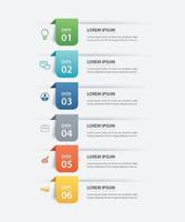 6 data infographics tab paper index template. Vector illustration abstract background. Can be used for workflow layout, business step, banner, web design.