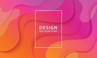 Fluid shape banner design background. Liquid geometric orange and pink gradient template. vector