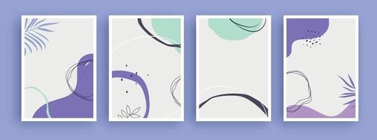 Abstract art painting with pastel colors background. Minimalist geometric elements and hand drawn line. Mid century scandinavian nordic style. vector