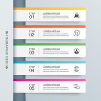 5 data infographics tab paper index template. Vector illustration abstract background. Can be used for workflow layout, business step, banner, web design.