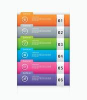 6 data infographics tab paper index template. Vector illustration abstract background. Can be used for workflow layout, business step, banner, web design.