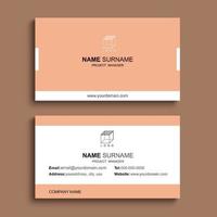 Minimal business card print template design. Orange pastel color and simple clean layout. vector