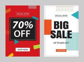 Set of sale banner templates. Vector illustrations for posters, mobile shopping, email and newsletter designs, ads.