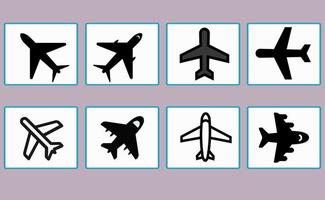 Set of airplane icons, symbols, for various design elements vector