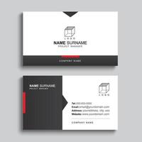 Minimal business card print template design. Black and red color simple clean layout. vector