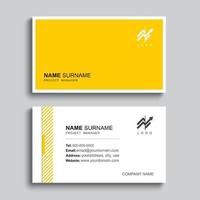 Minimal business card print template design. Yellow pastel color and simple clean layout. vector