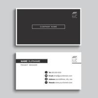 Minimal business card print template design. Black color and simple clean layout. vector