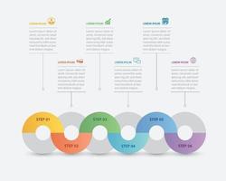 6 circle infographic with abstract timeline template. Presentation step business modern background. vector