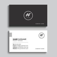 Minimal business card print template design. Black color and simple clean layout. vector