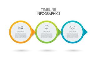 papel de círculo de línea de tiempo de infografía con plantilla de 3 datos. ilustración vectorial resumen de antecedentes. se puede utilizar para el diseño de flujo de trabajo, paso comercial, folletos, volantes, pancartas, diseño web. vector