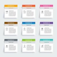 Infographics rectangle paper index with 9 data template. Vector illustration abstract background. Can be used for workflow layout, business step, banner, web design.