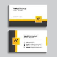 Minimal business card print template design. Black and yellow color simple clean layout. vector