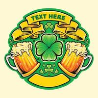 Two Beer Glasses Cheers St Patricks Day Badge vector