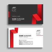 Minimal business card print template design. Black and red color simple clean layout. vector