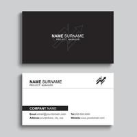 Minimal business card print template design. Black color and simple clean layout. vector